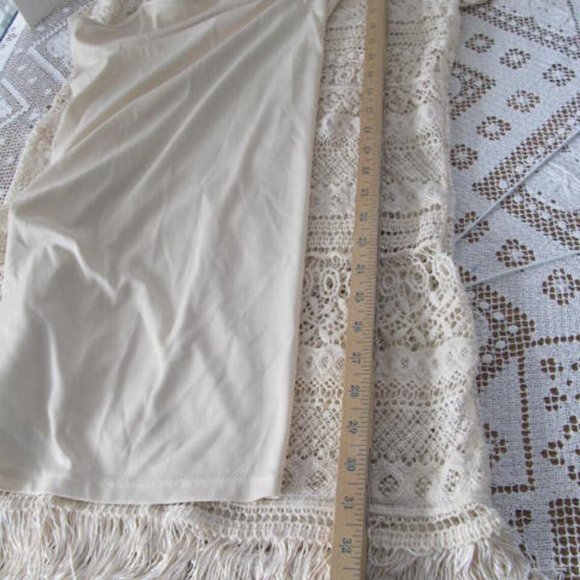 SOLD 2 pc Beautiful Boho Lace Dress Fringe Bottom Dresses Ivory lace bohemian - Picture 5 of 6